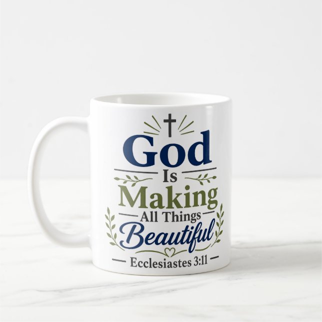 Mug Citation chrétienne : Dieu rend toutes choses bell (Gauche)