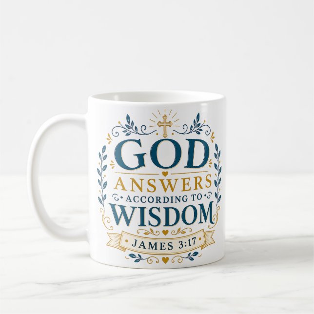 Mug Citation chrétienne Dieu Répond Selon la Sagesse (Gauche)