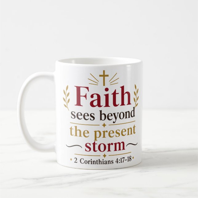 Mug Citation chrétienne : La foi voit au-delà de la te (Gauche)