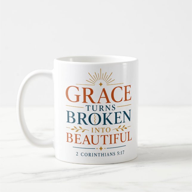 Mug Citation chrétienne : La grâce transforme le brisé (Gauche)