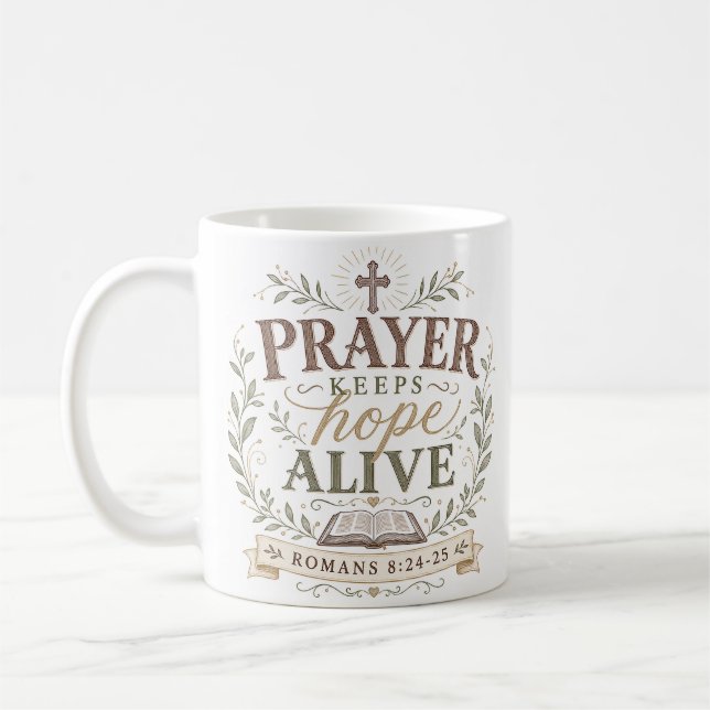 Mug Citation chrétienne 'La prière garde l'espoir viva (Gauche)