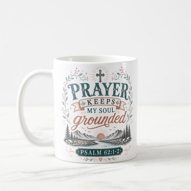 Mug Citation Chrétienne : La Prière Garde Mon Âme Ancr (Gauche)