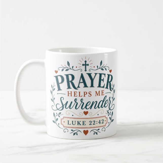 Mug Citation chrétienne : La prière m'aide à me soumet (Gauche)