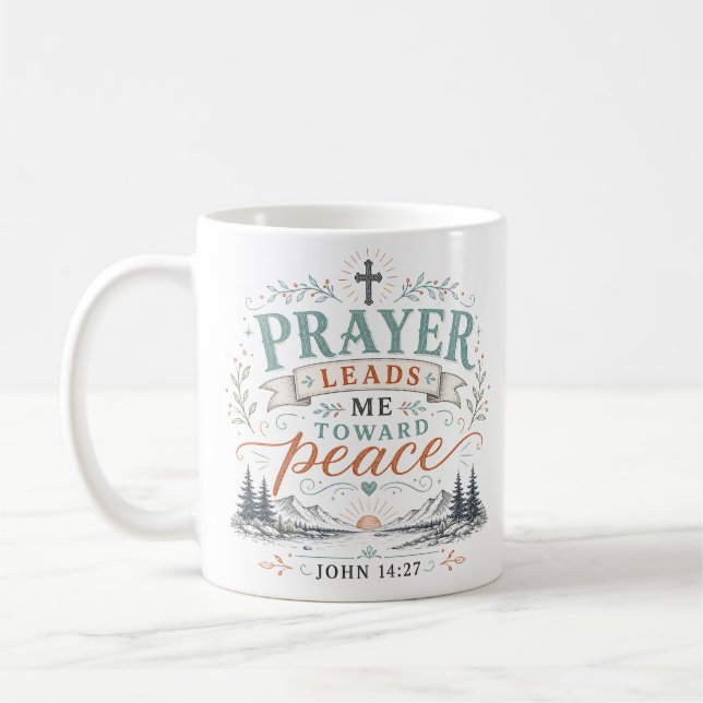 Mug Citation chrétienne : La prière me mène vers la pa (Gauche)