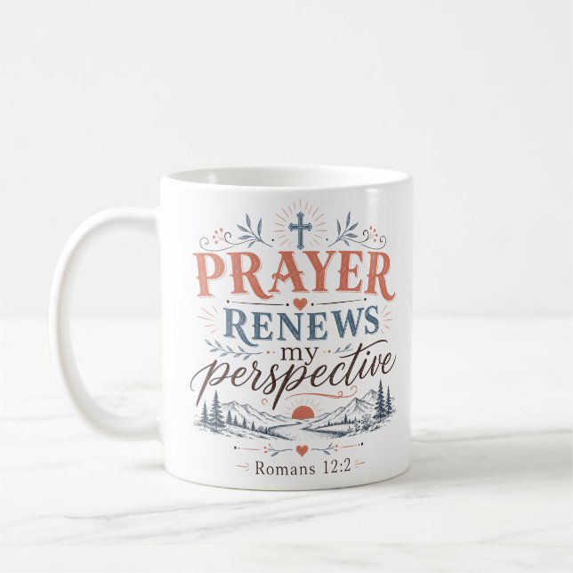 Mug Citation chrétienne : La prière renouvelle ma pers (Gauche)