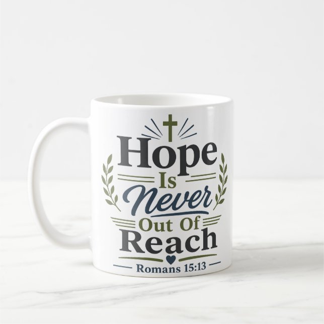 Mug Citation chrétienne : L'espérance n'est jamais hor (Gauche)