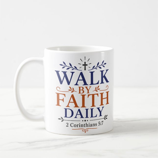 Mug Citation Chrétienne Minimaliste Quotidienne Marche (Gauche)