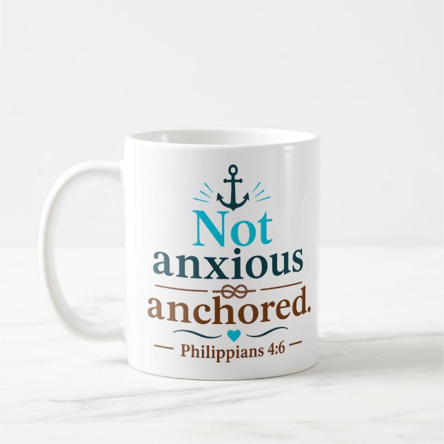 Mug Citation chrétienne moderne ancrée non anxieuse (Gauche)