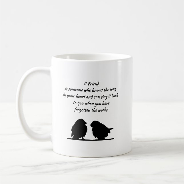 Mug Citation d'ami Chanson dans votre cœur & Oiseaux (Gauche)