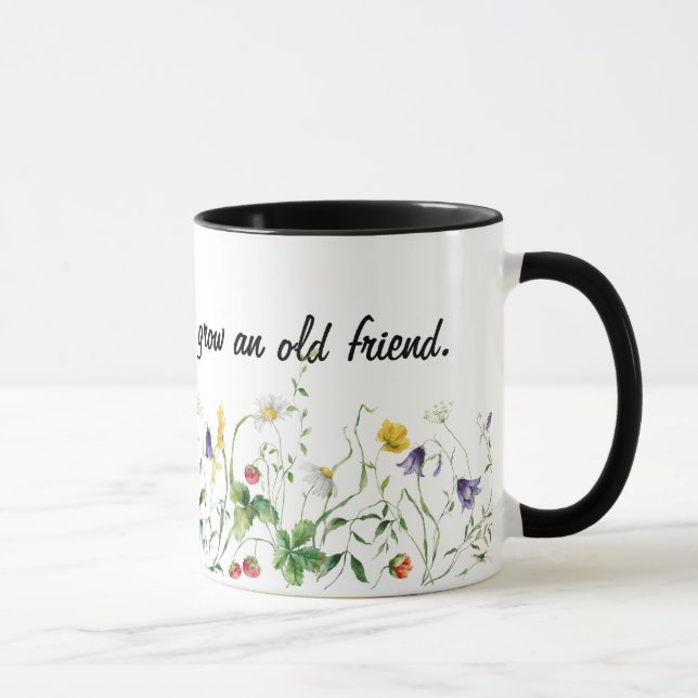 Mug Citation d'amitié et Fleurs sauvages en blanc (Droite)