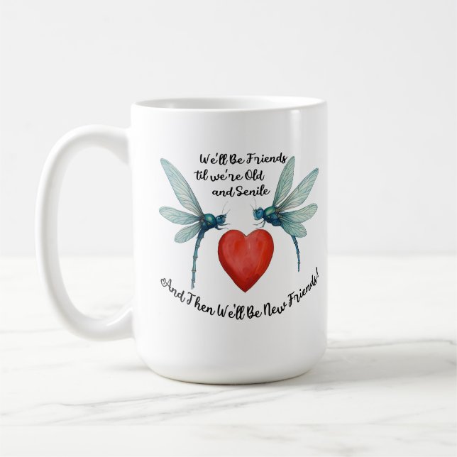 Mug Citation d'amitié libellules drôle BFF vieille sén (Gauche)