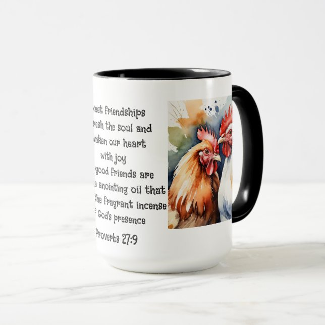 Mug Citation d'amitié mignonne ami poulets proverbes (Devant droit)