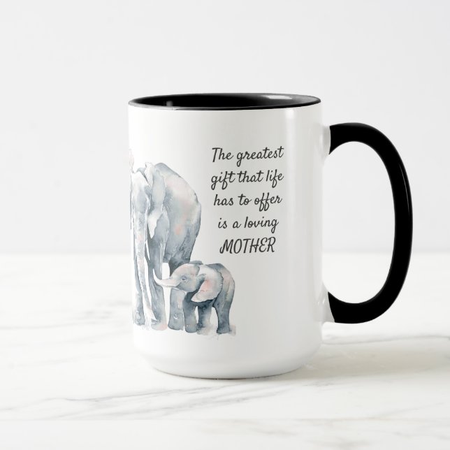 Mug Citation d'amour de la mère Eléphant & Enfant (Droite)