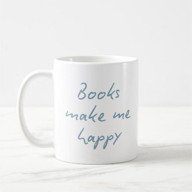 Mug Citation d'amour de livre écriture manuscrite bleu (Gauche)