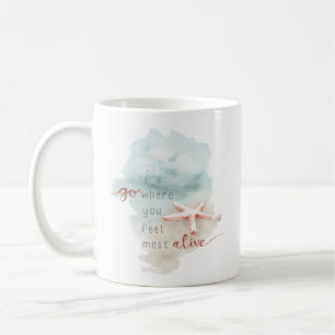 Mug Citation d'aquarelle de plage de Starfish