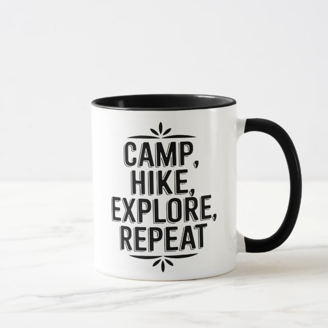 Mug Citation d'aventure de randonnée en camping Répéte (Droite)