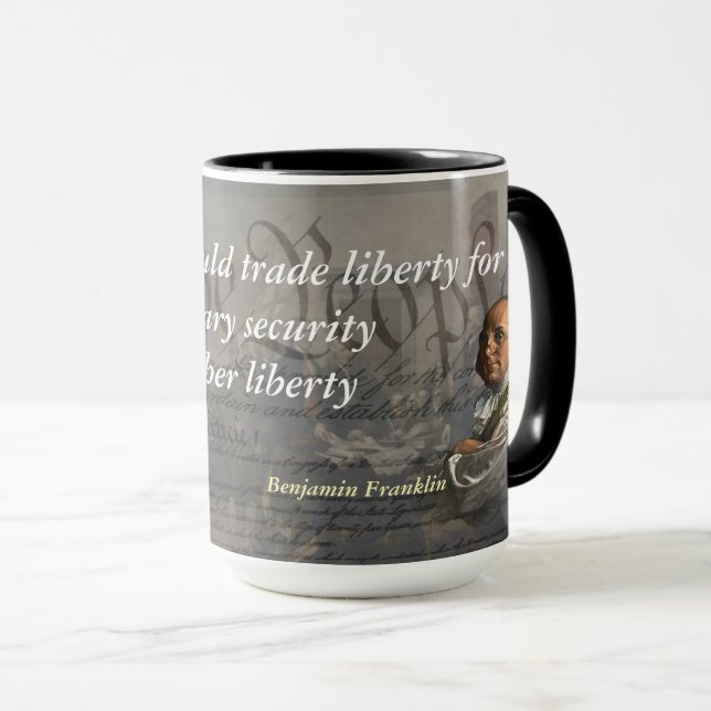 Mug Citation de Benjamin Franklin sur la liberté (Devant droit)