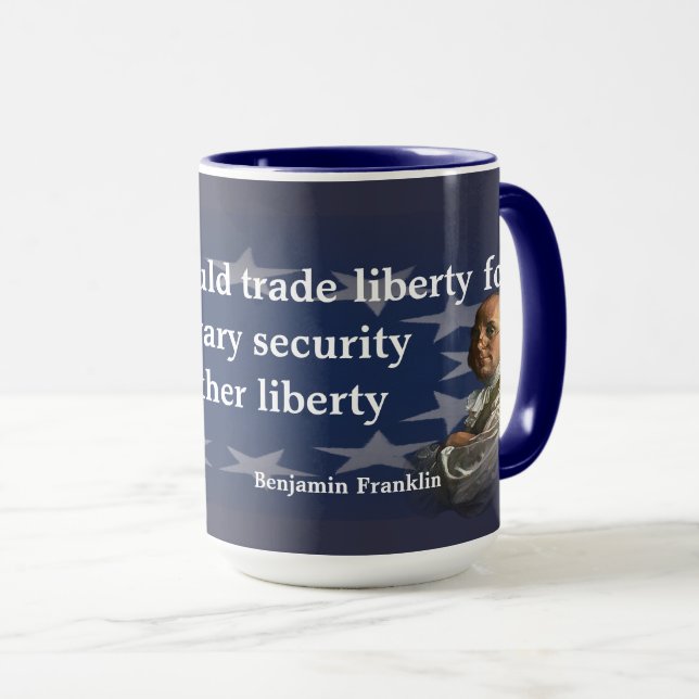 Mug Citation de Benjamin Franklin sur la liberté (Devant droit)