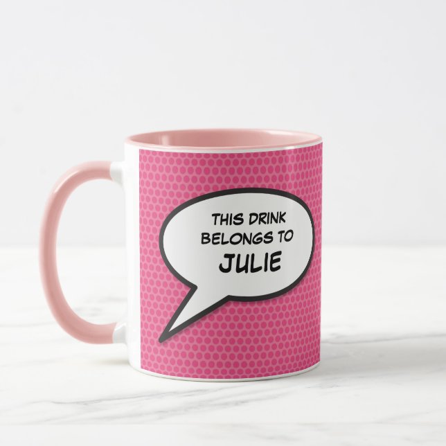 Mug Citation de bulle rose amusant (Gauche)