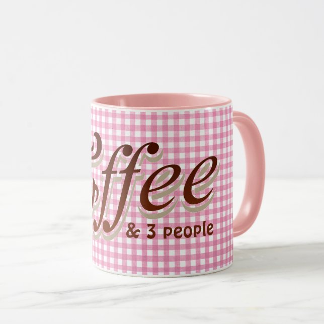 Mug citation de café amusante sur en vichy rose (Devant droit)