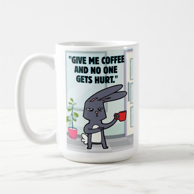 Mug citation de café lapin (Gauche)
