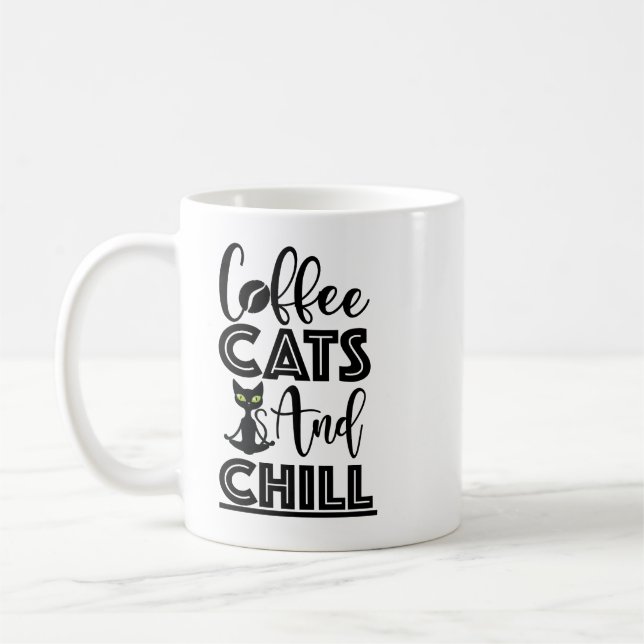 Mug Citation de chat : Chats, Café et réfrigération (Gauche)
