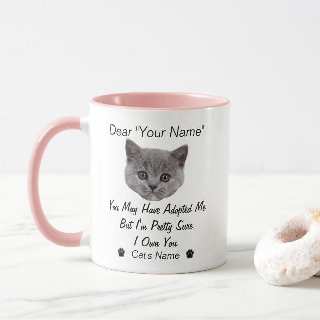 Mug Citation de chat drôle | Photo et nom personnalisé (Avec donut)