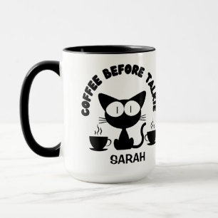 Mug Citation de chat et de café amusant personnalisée