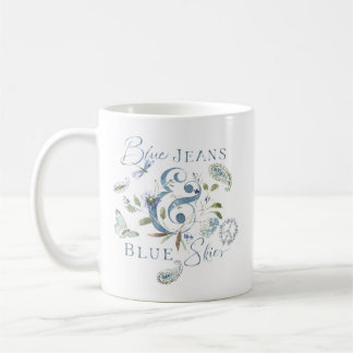 Mug Citation de couleur d'eau florale verte en bleu de