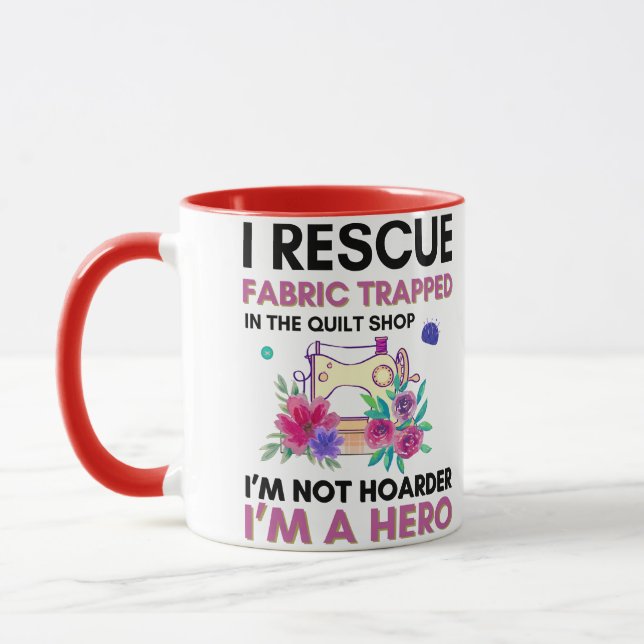 Mug Citation de couture drôle Machine à coudre florale (Gauche)