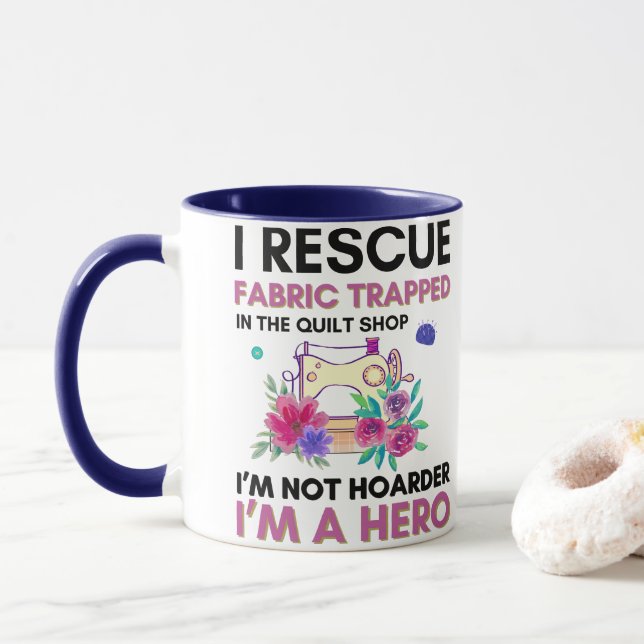Mug Citation de couture drôle Machine à coudre florale (Avec donut)