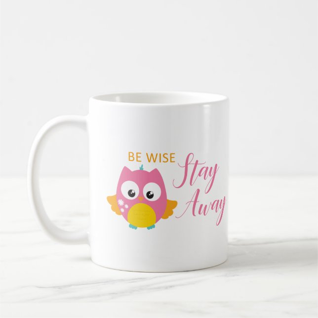 Mug Citation de dérangement social mignon Chouette ros (Gauche)