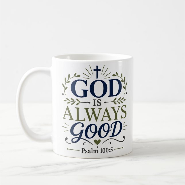 Mug Citation de dévotion matinale Dieu est toujours bo (Gauche)