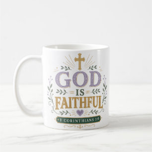 Mug Citation de dévotion religieuse Dieu est Fidèle