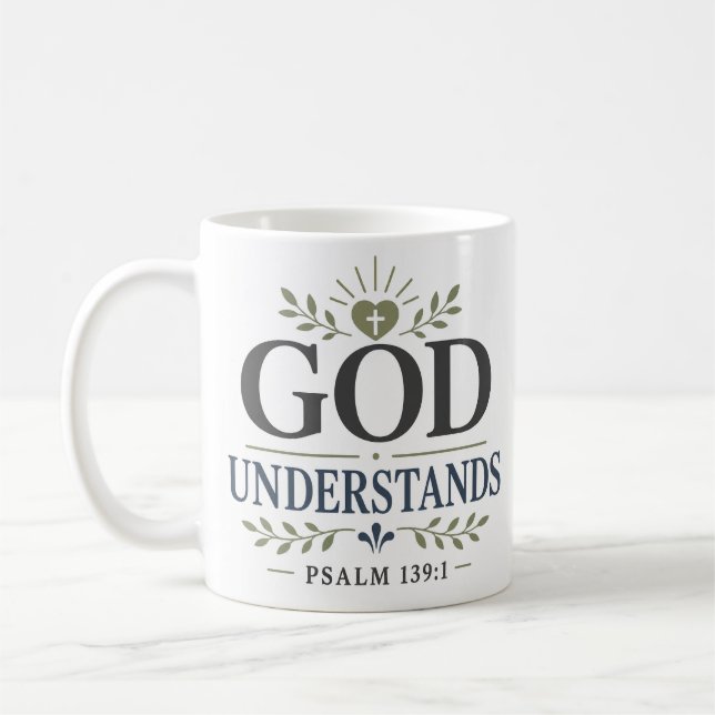 Mug Citation de dévotion spirituelle Dieu comprend (Gauche)
