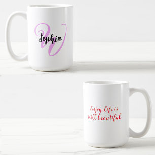 Mug Citation de fille avec Monogramme moderne Initiale