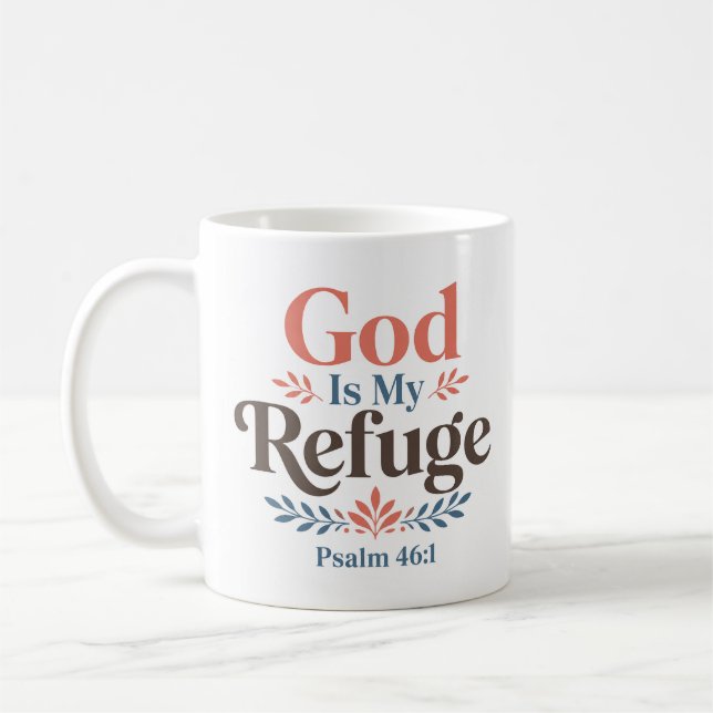 Mug Citation de foi chrétienne Dieu est mon refuge (Gauche)