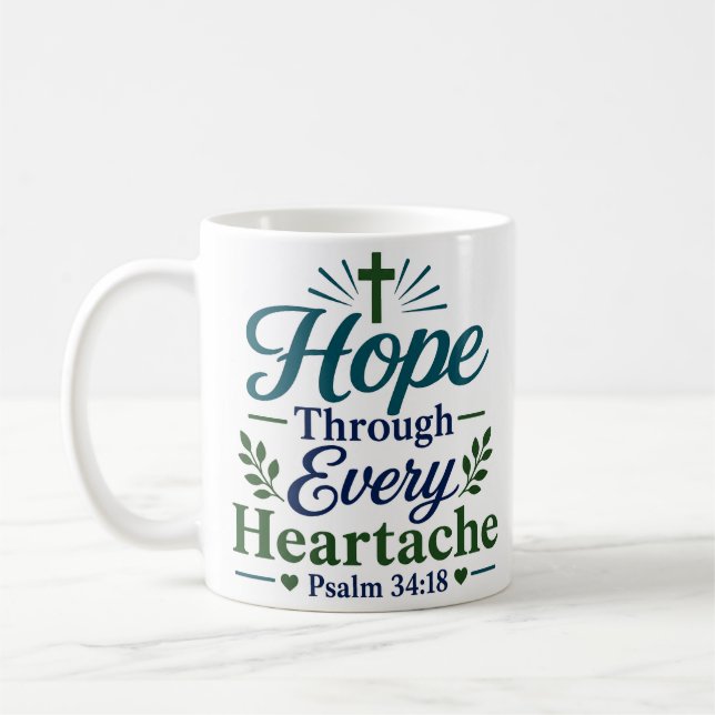 Mug Citation de foi chrétienne Espoir à travers chaque (Gauche)