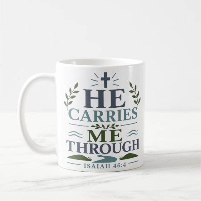 Mug Citation de foi chrétienne Il me porte (Gauche)