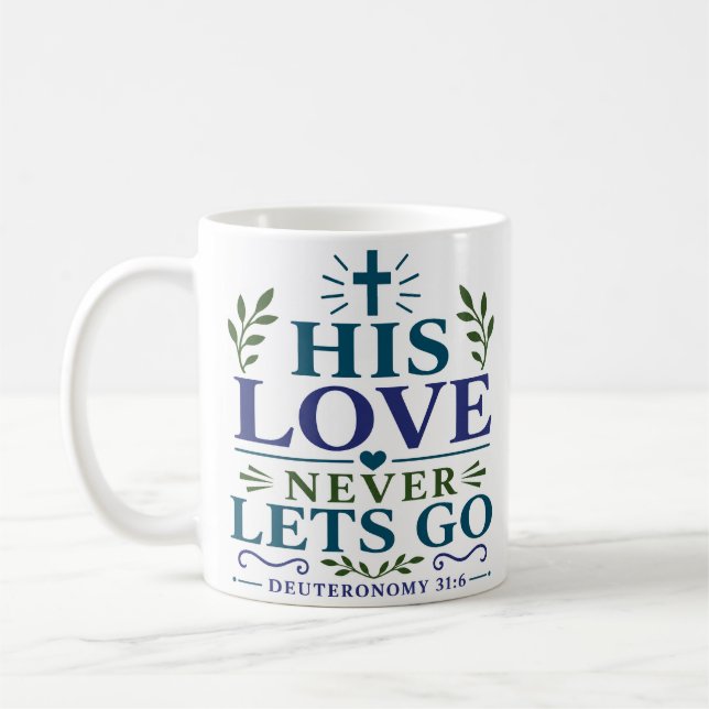 Mug Citation de foi dévotionnelle Son Amour Ne Lâche J (Gauche)