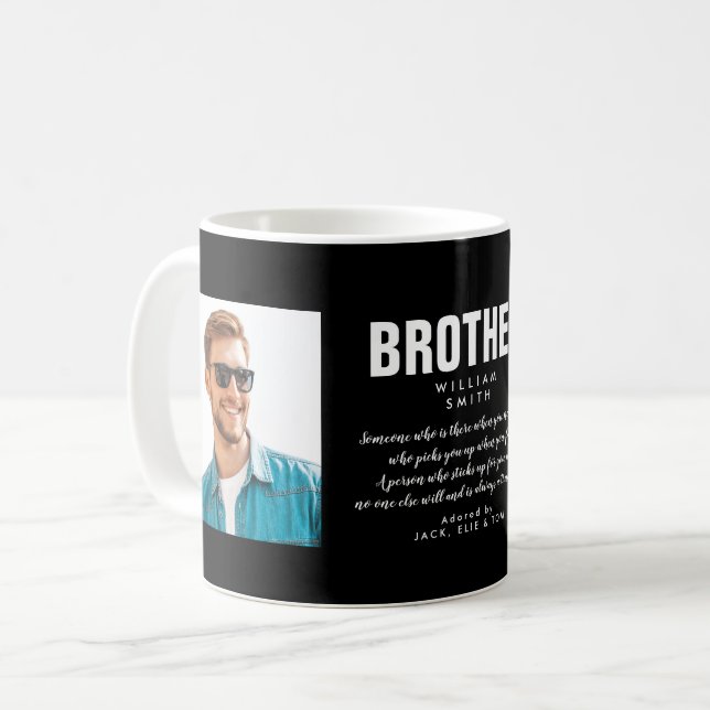 Mug Citation de frère moderne Photo noir et blanc (Devant gauche)