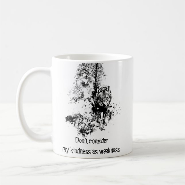 Mug Citation de gentillesse du loup gris d'art graphiq (Gauche)