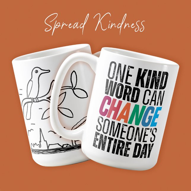 Mug Citation de gentillesse Moderne tendance café Insp (Kindness Quote Inspiration Coffee Mug Motivational Uplifting Gifts Birthday Holiday Sustainable Gift)