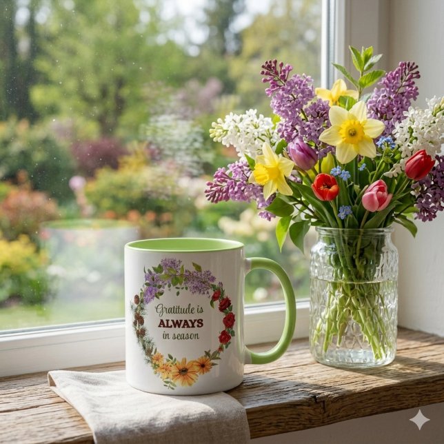 Mug Citation de Gratitude Couronne de Fleurs des Q (Créateur téléchargé)
