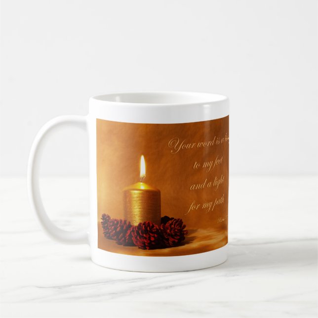 Mug Citation de la Bible avec bougie de Noël (Gauche)