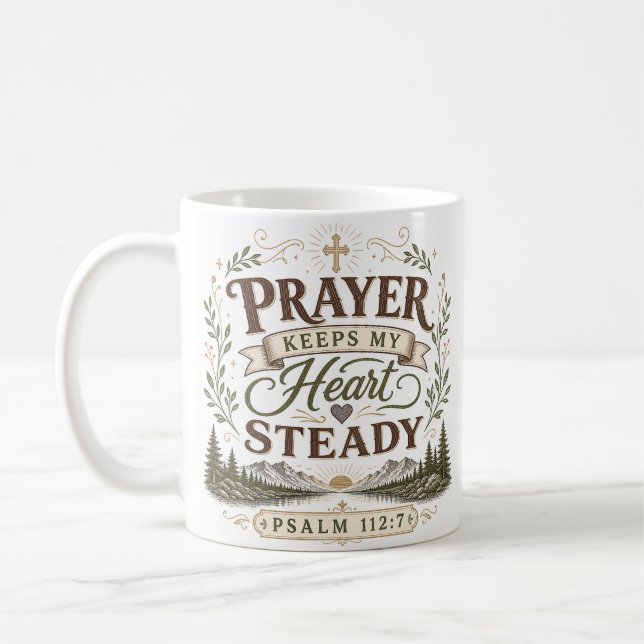 Mug Citation de la Bible chrétienne : La prière garde  (Gauche)