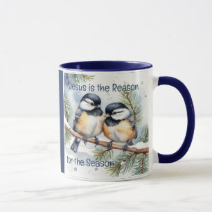 Mug Citation de la Bible de Noël Cute Chickadee Birds