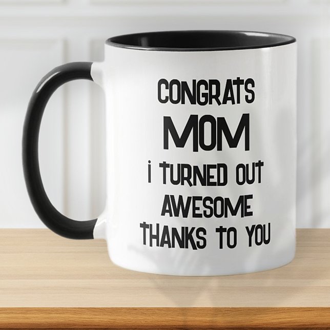 Mug Citation de la Fête des Mères moderne Noir et blan (Créateur téléchargé)