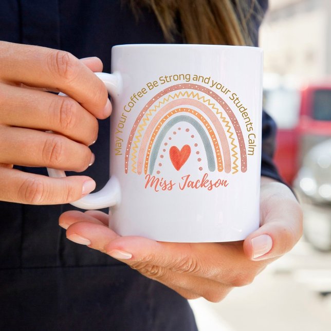 Mug Citation de l'enseignant drôle personnalisé Boho A (Créateur téléchargé)