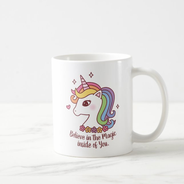 Mug Citation de licorne Croire en la magie en vous (Droite)